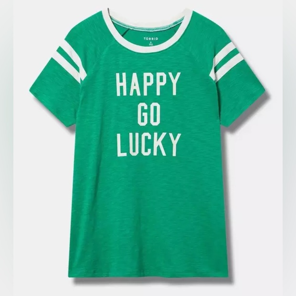 EUC Torrid Happy Go Lucky Varsity Tee - 0x(L)